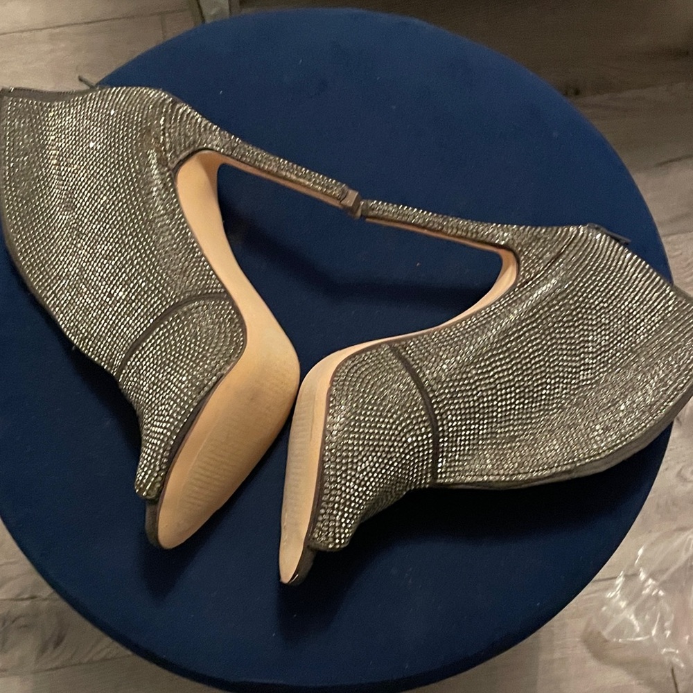 Embellished Rhinestone Peep-Toe Ankle Booties — - Picture 3 of 16
